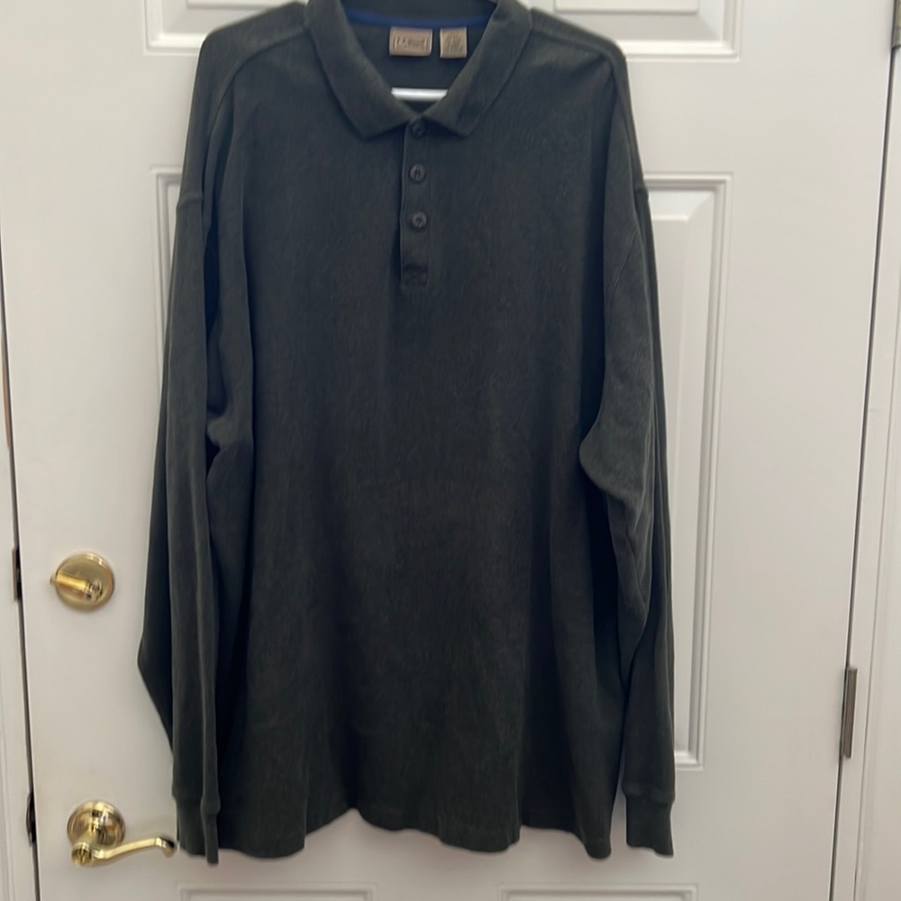 L. L. Bean Men’s Long Sleeve Green Polo.  Big &Tall. XXL Tall